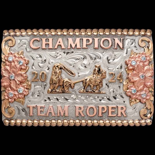 The Annie Box Buckle is built for comfort while on the saddle. Also known as a matchbox buckle, this classy and comfortable buckle design is fully customizable for every cowgirl out there!